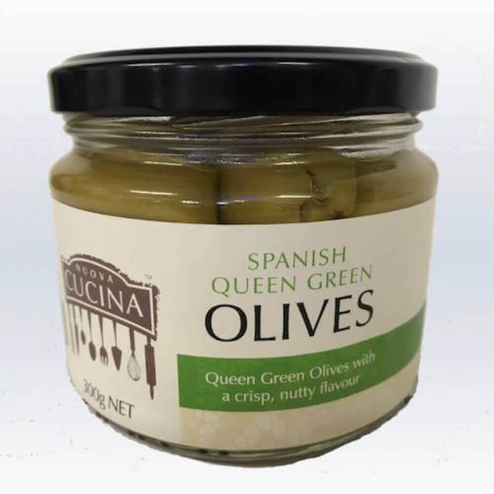 spanish queen green olives 300ml jar The Gourmet Merchant